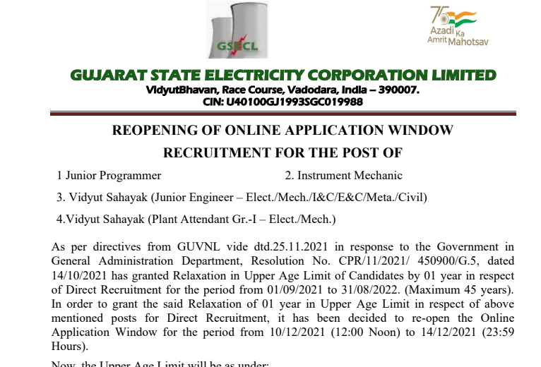 GSECL reopen window for jr programmer mechanic vidhyut sahayak posts 2021.png